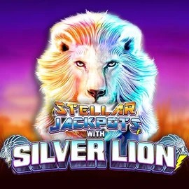 Logo of Stellar Jackpots with Silver Lion from Lightning Box Game at Nordspin Casino